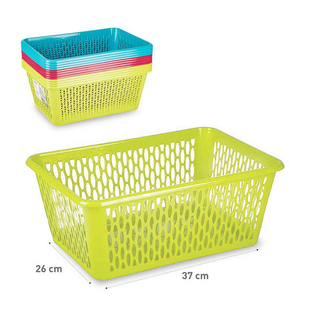 Plasticforte opbergmand/kastmandje - 2x - 13 liter - groen - kunststof - 26 x 37 x 14 cm - Opbergbox