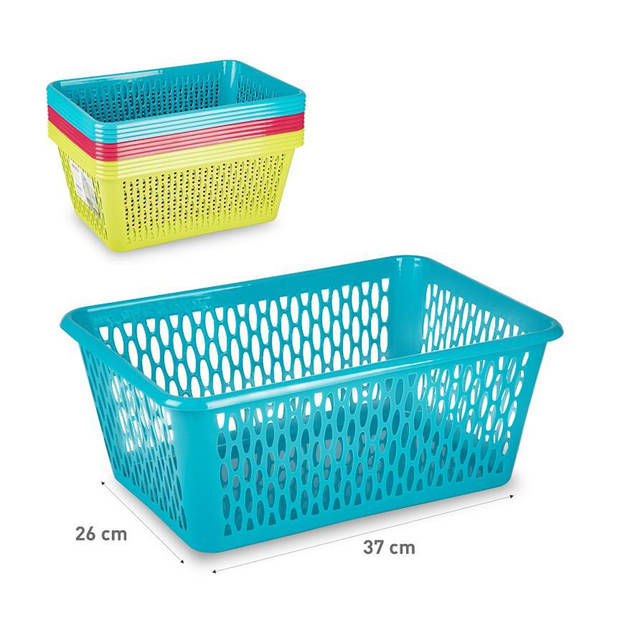 Plasticforte opbergmand/kastmandje - 2x - 13 liter - blauw - kunststof - 26 x 37 x 14 cm - Opbergbox