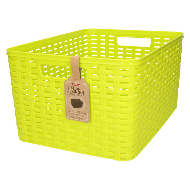 Plasticforte opbergmand/kastmandje - 2x - 18 liter - groen - kunststof - 28 x 38 x 19 cm - Opbergbox