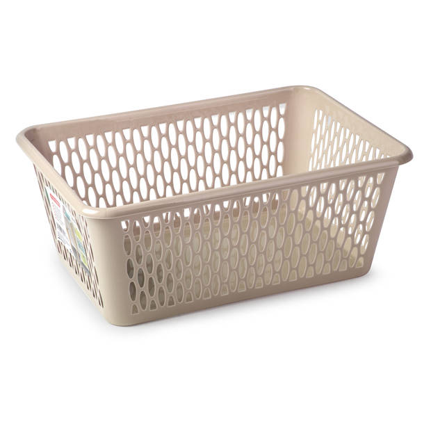 Plasticforte opbergmand/kastmandje - 6,5 liter - beige - kunststof - 20 x 30 x 11 cm - Opbergmanden