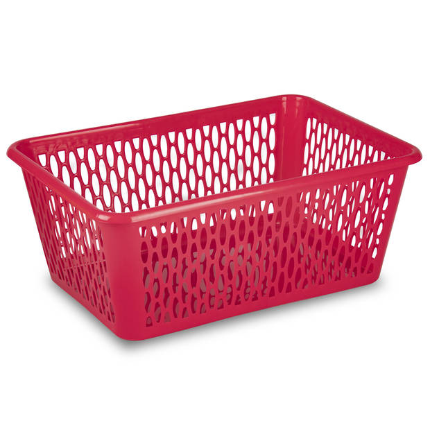 Plasticforte opbergmand/kastmandje - 2x - 13 liter - fuchsia roze - kunststof - 26 x 37 x 14 cm - Opbergbox