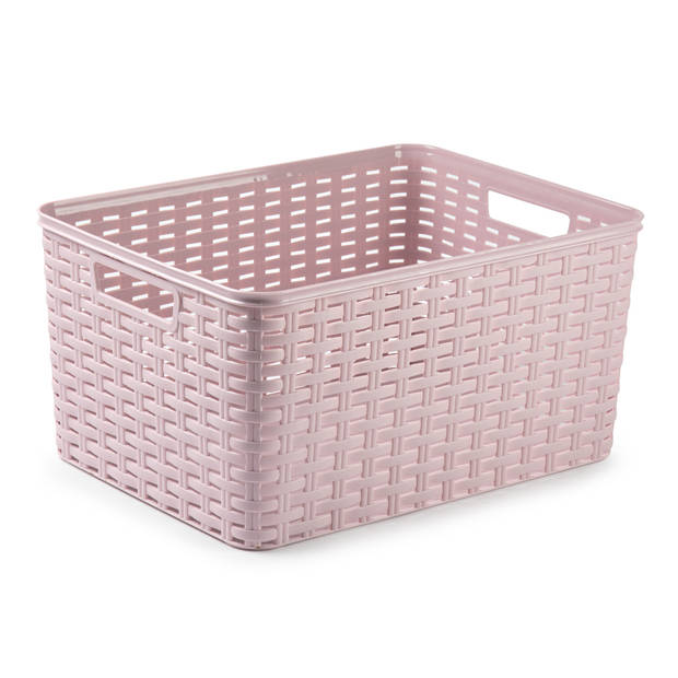 Plasticforte opbergmand/kastmandje - 18 liter - roze - kunststof - 28 x 38 x 19 cm - Opbergbox