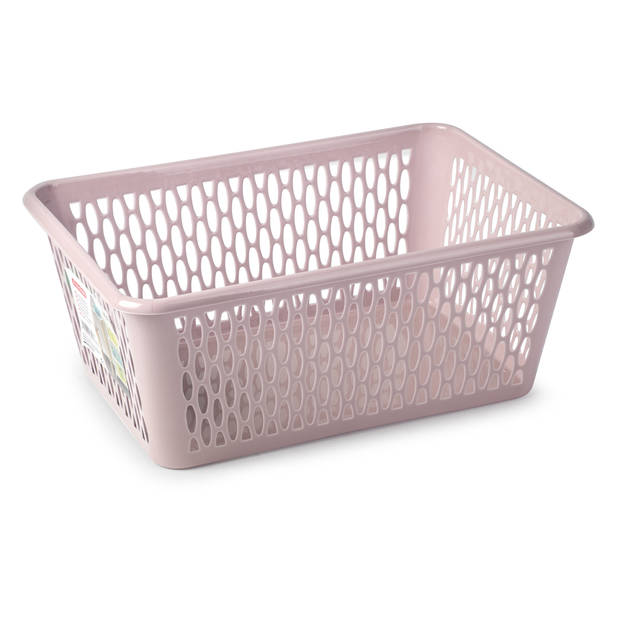 Plasticforte opbergmand/kastmandje - 2x - 6,5 liter - roze - kunststof - 20 x 30 x 11 cm - Opbergbox