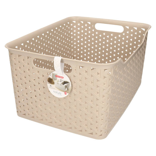 Plasticforte opbergmand/kastmandje - 18 liter - beige - kunststof - 29 x 39 x 19 cm - Opbergmanden