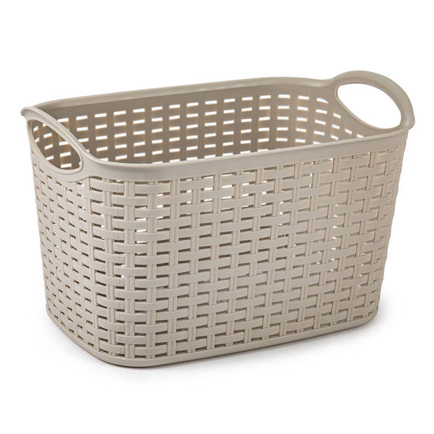 Plasticforte opbergmand/kastmandje - 6,4 liter - beige - kunststof - 19 x 29 x 18 cm - Opbergmanden