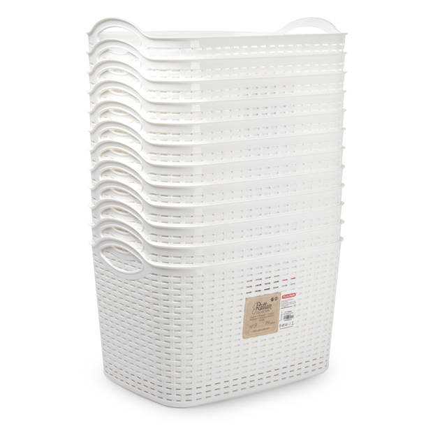 Plasticforte opbergmand/kastmandje - 19 liter - ivoor wit - kunststof - 29 x 39 x 25 cm - Opbergmanden