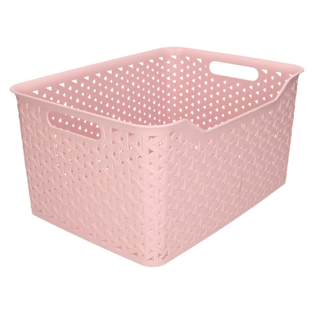 Plasticforte opbergmand/kastmandje - 18 liter - roze - kunststof - 29 x 39 x 19 cm - Opbergmanden