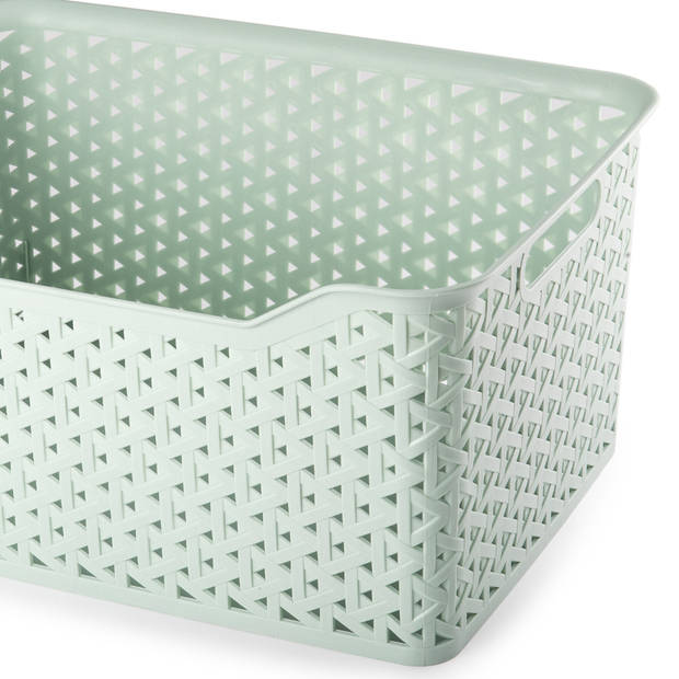 Plasticforte opbergmand/kastmandje - 2x - 18 liter - mintgroen - kunststof - 29 x 39 x 19 cm - Opbergbox