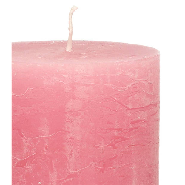 Stompkaarsen/cilinderkaarsen set - 2x - oud roze - rustiek model - Stompkaarsen