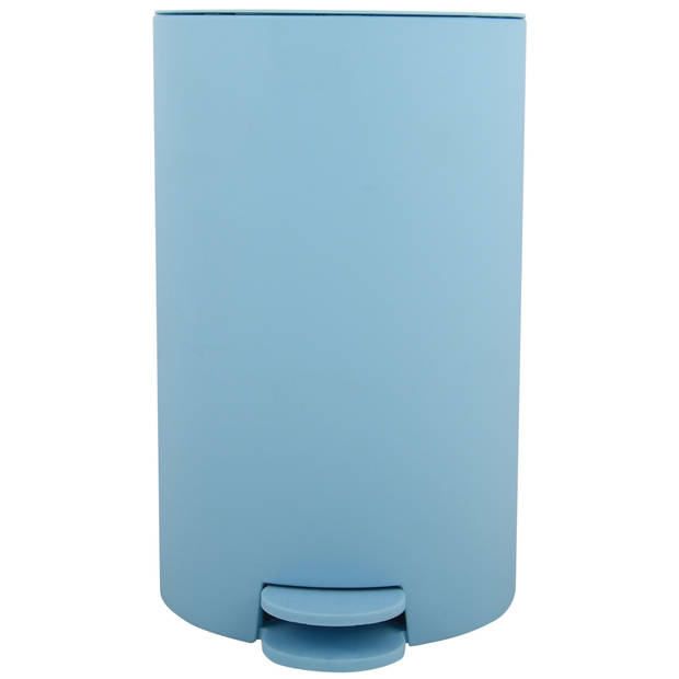 MSV Toiletborstel in houder/pedaalemmer set Moods - kunststof - lichtblauw - Badkameraccessoireset