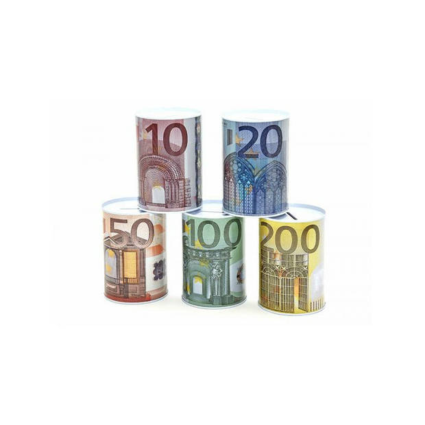 Spaarpot blik 200 euro biljet - geel - 8 x 11 cm - Spaarpotten
