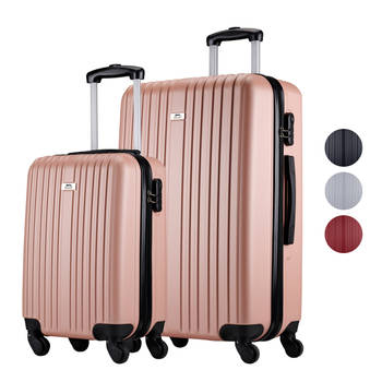 Slazenger Kofferset 2 Delig - Handbagage Trolley 26L en Ruimbagage Koffer 71L - Rosé