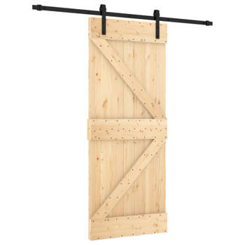 vidaXL Schuifdeur met beslag 85x210 cm massief grenenhout