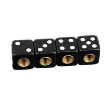 TT-products ventieldoppen Dice Black dobbelstenen 4 stuks zwart