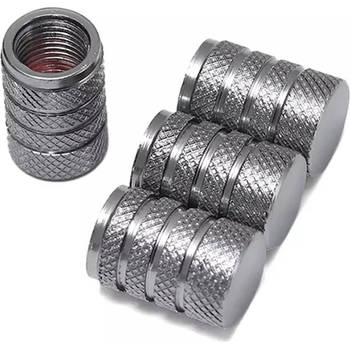 TT-products ventieldoppen 3-rings Grey aluminium 4 stuks grijs - auto ventieldop - ventieldopjes