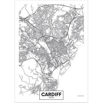 Canvas city map Cardiff 30X40cm