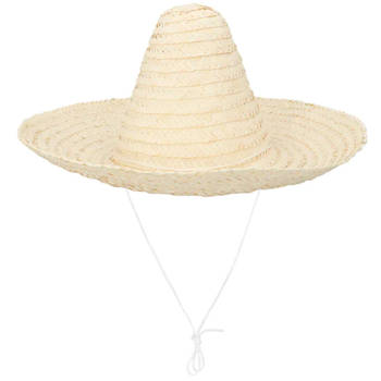 Boland party Carnaval verkleed Sombrero hoed Fiesta - naturel - volwassenen - polyester - Verkleedhoofddeksels
