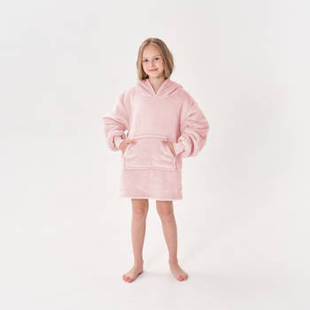 JUNIOR Oversized Hoodie voor kinderen - 50x70 cm - Hoodie & deken in één - met capuchon - Pink Dogwood - roze