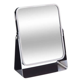 5Five make-up spiegel - 3x zoom - metaal - 7 x 20 cm - zilver - rechthoek - dubbelzijdig - Make-up spiegeltjes
