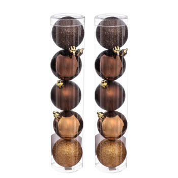 Atmosphera kerstballen - 10x stuks - brons - kunststof - 5 cm - Kerstbal