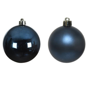 4x stuks glazen kerstballen donkerblauw 10 cm glans en mat - Kerstbal