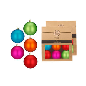 Kerstballen van kunststof - 12x - gekleurd- 8 cm -milieubewust verpakt - Kerstbal