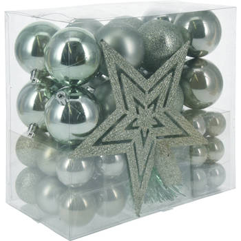 Christmas Decorations Kerstballen set 3,4,6 cm - piek - 54-dlg - mintgroen - Kerstbal