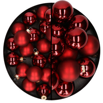 Othmar Decorations kerstballen - 66x st - rood - glas - 4 en 6 cm - Kerstbal