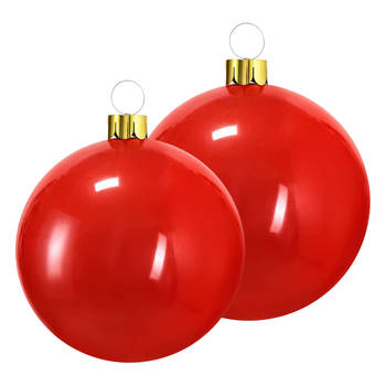 Grote opblaasbare decoratie kerstballen - 2x st - 45 en 65 cm - rood - Opblaasfiguren