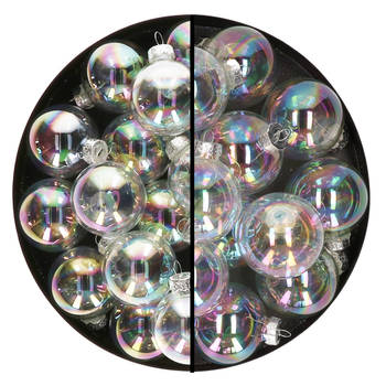 Othmar Decorations kerstballen - 45x st - transparant - glas - 4 en 6 cm - Kerstbal