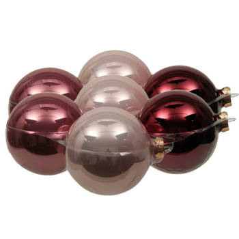 8x stuks glazen kerstballen roze tinten 10 cm mat/glans - Kerstbal