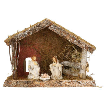 Complete kerststal met 3x st kerststal beelden - H25 cm - Kerststallen