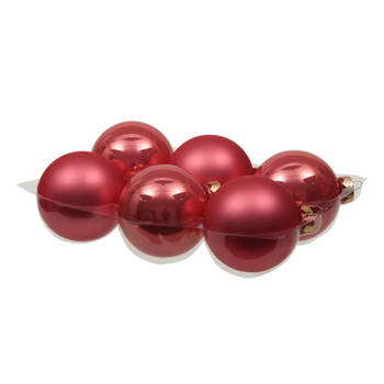 6x stuks glazen kerstballen bubblegum roze 8 cm mat/glans - Kerstbal