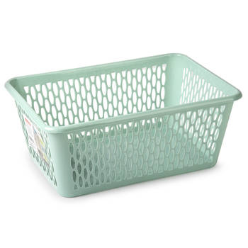 Plasticforte opbergmand/kastmandje - 13 liter - mintgroen - kunststof - 26 x 37 x 14 cm - Opbergbox