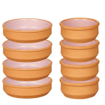 Set 10x tapas/creme brulee schaaltjes - terra/roze - 6x 8 cm/4x 16 cm - Snack en tapasschalen