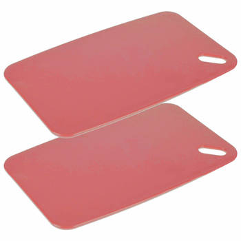 Excellent Houseware Snijplank - 2x - zalm roze - Kunststof - 35 x 24 cm - Snijplanken