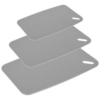 Snijplanken - set van 3 - kunststof - grijs - 24/30/35 cm - Snijplanken
