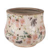 HAES DECO - Bloempot Ø 18x15 cm Beige Roze Keramiek Bloemen Bloempot Binnen