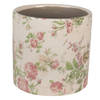 HAES DECO - Bloempot Ø 17x16 cm Beige Roze Keramiek Bloemen Bloempot Binnen