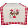 Kerst Tafelloper 40 x 120 cm Uiltjes rood/naturel