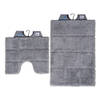 Wicotex-Badmat set met Toiletmat-WC mat-met uitsparing ruit grijs-Antislip onderkant