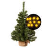 Mini kerstboom - groen - met zonnebloemen verlichting - H60 cm - Kunstkerstboom