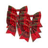 6x stuks kerstboomversiering kleine ornament strikjes/strikken rood geruit 14 x 14 cm - Kersthangers