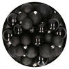 Kerstballen - 30x - zwart - 4, 5, 6 cm - kunststof - mat-glans-glitter - Kerstbal
