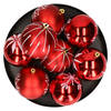 Feeric lights and christmas kerstballen 16x - 8 cm - kunststof -rood - Kerstbal