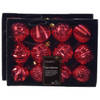 Decoris luxe kerstballen 24x - 6 cm - kunststof -rood - Kerstbal