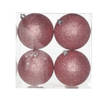 4x Kunststof kerstballen glitter roze 10 cm kerstboom versiering - Kerstbal