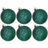 6x stuks kunststof glitter kerstballen petrol groen 8 cm - Kerstbal