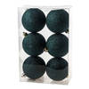 6x Kunststof kerstballen glitter petrol blauw 8 cm kerst versiering - Kerstbal