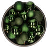 Decoris kerstballen - 26x st - dark green - kunststof - mix 6, 8 en 10 cm - Kerstbal